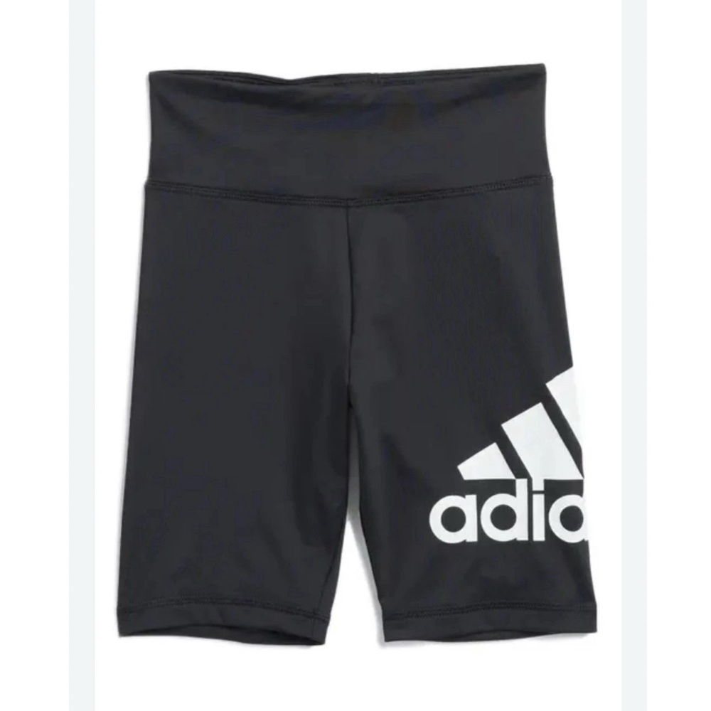 NWT Girls’ Adidas Black and White Logo Athletic Bike Shorts - Size Large (14)